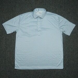 Collars & Co Shirt Men XL Blue White Check Short Sleeve Performance Polo